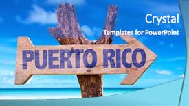  Presentation with puerto rico - Amazing PPT theme having puerto rico wooden sign backdrop and a cobalt blue colored foreground