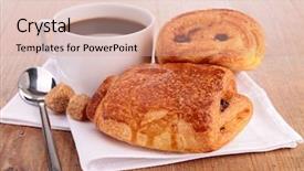  Presentation with puff pastry - PPT layouts with puff pastry and coffee cup background and a coral colored foreground