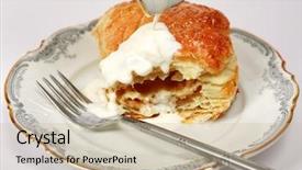  Presentation with puff pastry - Colorful slide set enhanced with puff-pastry-apple-turnover backdrop and a soft green colored foreground