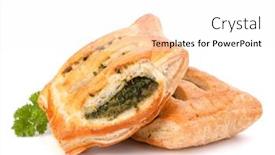  Presentation with puff pastry - Slides enhanced with puff pastry bun isolated on white background healthy patty with spinach background and a white colored foreground