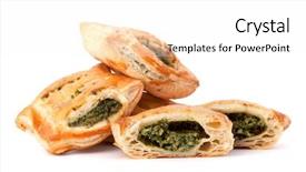  Presentation with puff pastry - Beautiful slide set featuring puff pastry bun isolated on white background healthy patty with spinach backdrop and a white colored foreground