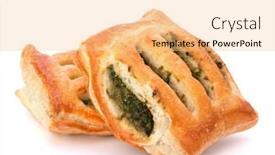  Presentation with puff pastry - Audience pleasing presentation consisting of puff pastry bun isolated on white background healthy patty with spinach backdrop and a lemonade colored foreground
