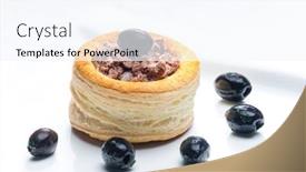  Presentation with puff pastry - Slide deck featuring puff-pastry-filled-with-terrine background and a sky blue colored foreground