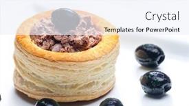  Presentation with puff pastry - Presentation design consisting of puff-pastry-filled-with-terrine background and a sky blue colored foreground