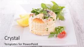  Presentation with puff pastry - Colorful presentation theme enhanced with puff pastry filling with mushroom and chicken backdrop and a light gray colored foreground