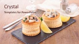  Presentation with puff pastry - Slides featuring puff pastry filling with mushroom and chicken background and a lemonade colored foreground