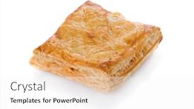  Presentation with sweet pastry - Colorful slide deck enhanced with puff pastry sweet or salted isolated on white background backdrop and a white colored foreground