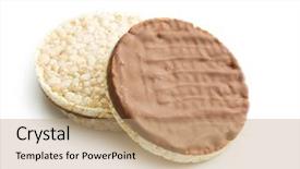  Presentation with white chocolate - PPT theme featuring puffed rice bread with chocolate background and a coral colored foreground