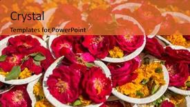  Presentation with holi - Colorful slides enhanced with puja flowers offering during holi backdrop and a gold colored foreground