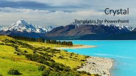  Presentation with tourism - PPT theme featuring pukaki lake new zealand background and a light blue colored foreground