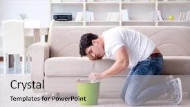  Presentation with vomiting - Audience pleasing presentation design consisting of puke - man suffering from sick stomach backdrop and a  colored foreground