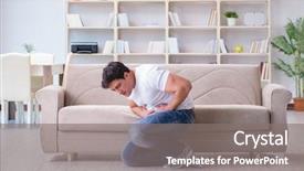  Presentation with vomiting - Slide deck having puke - man suffering from sick stomach background and a gray colored foreground