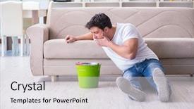  Presentation with vomiting - Beautiful PPT theme featuring puke - man suffering from sick stomach backdrop and a white colored foreground