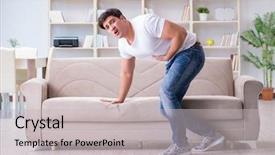  Presentation with vomiting - Colorful presentation design enhanced with puke - man suffering from sick stomach backdrop and a  colored foreground