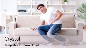  Presentation with vomiting - Presentation featuring puke - man suffering from sick stomach background and a  colored foreground