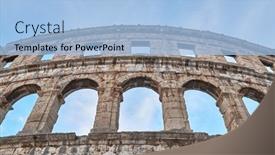  Presentation with ancient roman - Theme featuring pula-arena-ancient-roman-amphithetre background and a light blue colored foreground