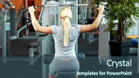  Presentation with exercise kids kid doing fitness - Colorful slides enhanced with pull behind - woman doing exercises backdrop and a ocean colored foreground