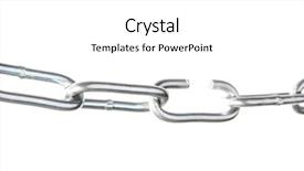  Presentation with chain - Colorful slide set enhanced with pull system - broken chain isolated on white backdrop and a white colored foreground