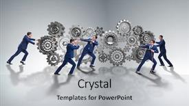  Presentation with synergy collaboration cooperation teamwork concept - PPT layouts enhanced with pull system - businessman in teamwork concept background and a light gray colored foreground