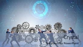  Presentation with teamwork - Colorful presentation theme enhanced with pull system - businessman in teamwork concept backdrop and a  colored foreground