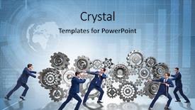  Presentation with teamwork - Audience pleasing PPT theme consisting of pull system - businessman in teamwork concept backdrop and a  colored foreground