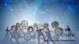  Presentation with teamwork - Beautiful PPT layouts featuring pull system - businessman in teamwork concept backdrop and a seafoam green colored foreground