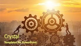  Presentation with synergy collaboration cooperation teamwork concept - PPT layouts with pull system - businessman in teamwork concept background and a tawny brown colored foreground