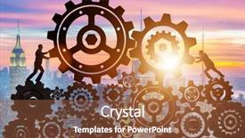  Presentation with synergy collaboration cooperation teamwork concept - Amazing presentation theme having pull system - businessman in teamwork concept backdrop and a  colored foreground