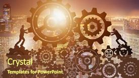  Presentation with teamwork - Colorful PPT theme enhanced with pull system - businessman in teamwork concept backdrop and a  colored foreground