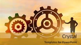  Presentation with synergy collaboration cooperation teamwork concept - PPT layouts having pull system - businessman in teamwork concept background and a  colored foreground