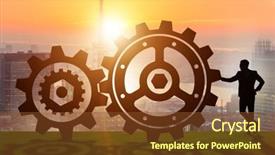  Presentation with teamwork - Presentation theme consisting of pull system - businessman in teamwork concept background and a  colored foreground