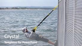  Presentation with suspension - Colorful presentation theme enhanced with pull system - hooded man outdoor suspension training backdrop and a gray colored foreground