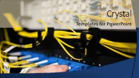  Presentation with server - Presentation design having pull system - technician inserting wire to server background and a soft green colored foreground