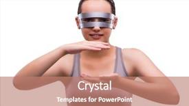  Presentation with white and black woman climbing ladders - Cool new PPT layouts with pull system - woman with techno glasses isolated backdrop and a coral colored foreground