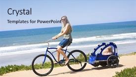  Presentation with bicycle - Colorful slide deck enhanced with pull trailer - family bicycle ride along backdrop and a light blue colored foreground