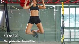  Presentation with training - Slide set featuring pull up - athletic woman training on horizontal background and a  colored foreground