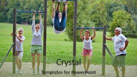  Presentation with crossfit fitness trx training exercises - Presentation enhanced with pull up - family doing fitness training together background and a seafoam green colored foreground