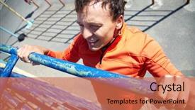  Presentation with physical assessment - PPT theme featuring pull up - image of young man doing background and a  colored foreground