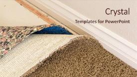  Presentation with house roof and roofing business - PPT layouts having pulled back carpet and padding background and a lemonade colored foreground