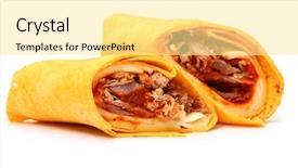  Presentation with beef pork chicken turkey - Presentation theme consisting of pulled pork and provolone wrap background and a  colored foreground