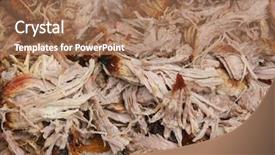  Presentation with meat - Slide deck having pulled pork meat freshly shredded background and a coral colored foreground