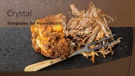  Presentation with meat - Presentation design having pulled-pork-meat-with-fork background and a coral colored foreground