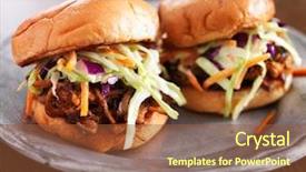  Presentation with bbq - Colorful presentation design enhanced with pulled pork with bbq sauce backdrop and a tawny brown colored foreground