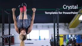  Presentation with exercises - Slide set featuring pulling - athlete woman doing abs exercises background and a wine colored foreground