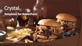  Presentation with burger - Presentation theme featuring pulling - homemade pulled pork burger background and a tawny brown colored foreground