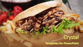  Presentation with french fries - Beautiful slide deck featuring pulling - pulled pork sandwich with french backdrop and a tawny brown colored foreground