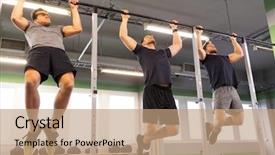  Presentation with group fitness - PPT layouts having pulling - sport fitness exercising and people background and a coral colored foreground