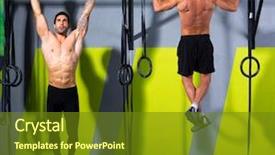  Presentation with bar - Cool new slide set with pulling - toes to bar men pull-ups backdrop and a tawny brown colored foreground