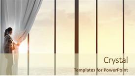  Presentation with behind curtain - Cool new PPT theme with pulling curtain and cityscape behind backdrop and a  colored foreground
