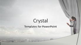  Presentation with behind curtain - PPT layouts having pulling curtain and cityscape behind background and a  colored foreground